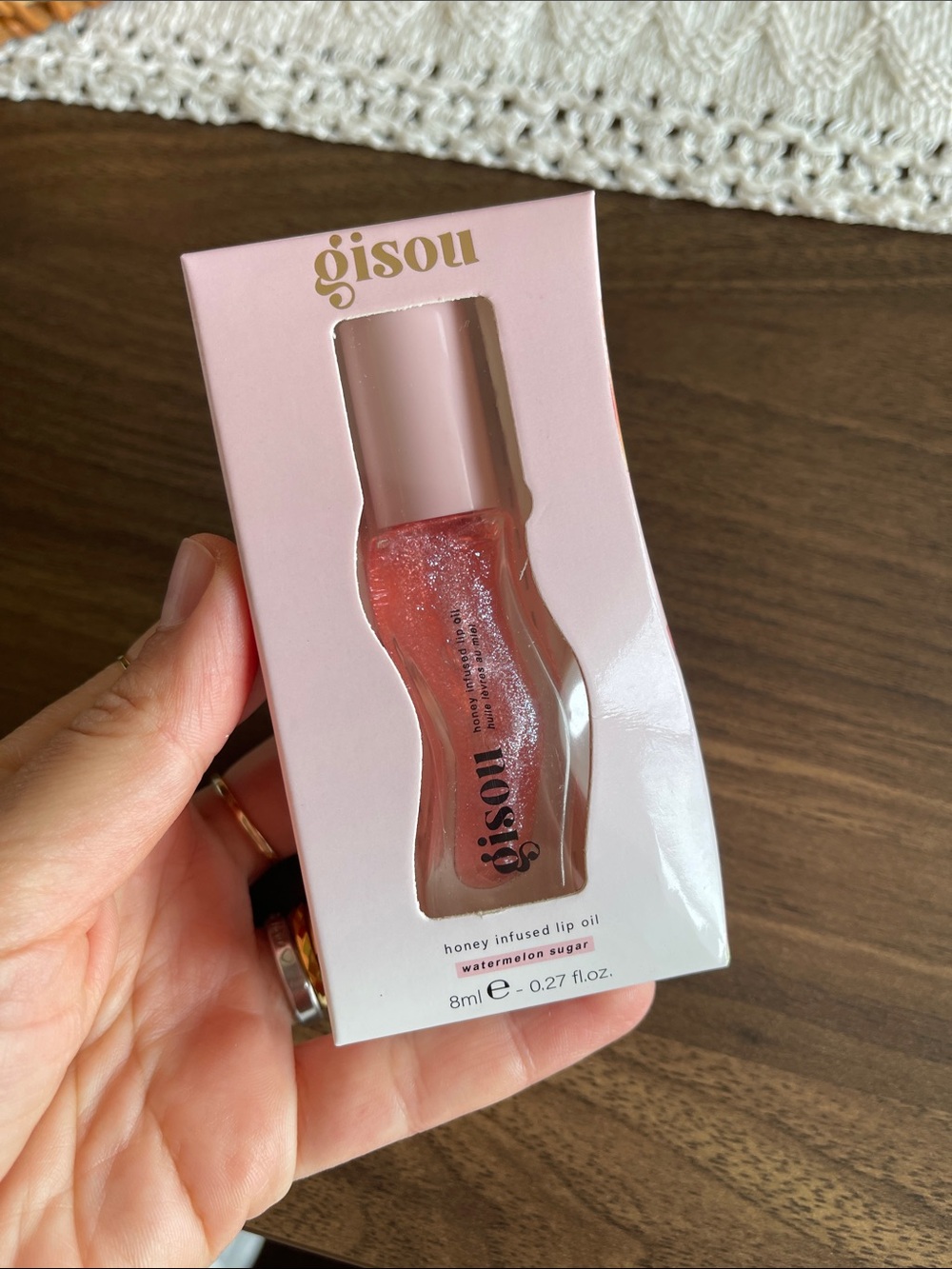 Gisou Watermelon Lip Oil Gloss - Pink Shimmer